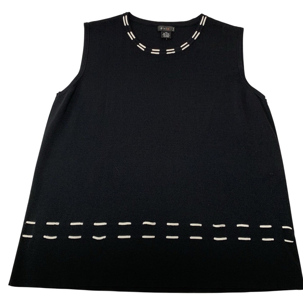 Evie Black Slinky Knit Sleeveless Top Woman 2X Stretch Classic Capsule Work
